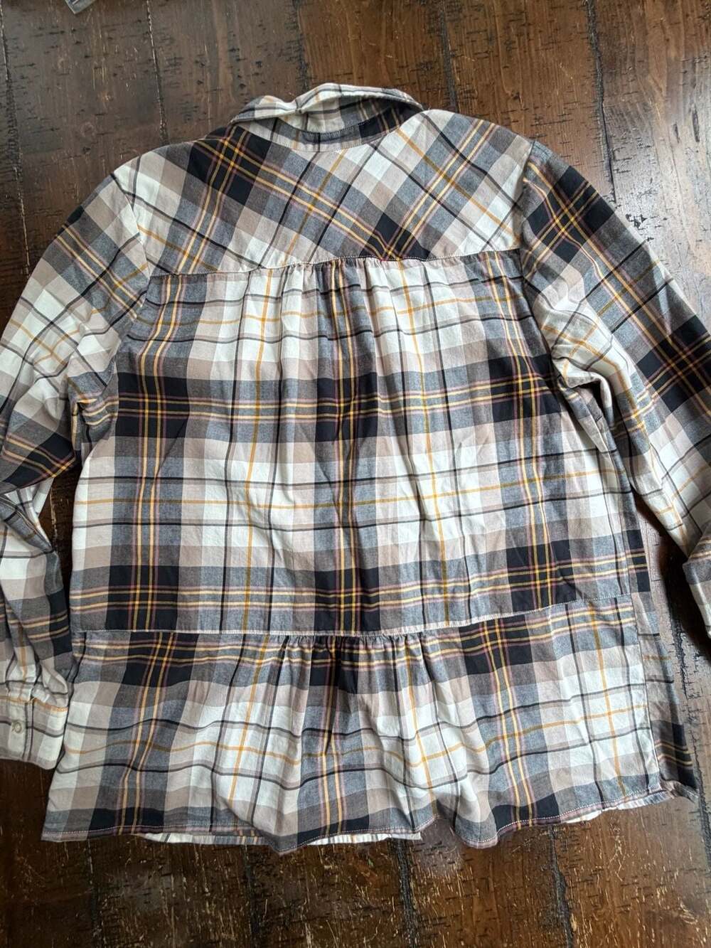 Denim & Co. Floral Embroidered Plaid Button Down Shirt Size L - Picture 8 of 9